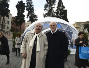 Lino Banfi e Giacomo Guerrera dell'Unicef a Roma