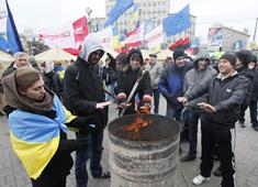 Gli occupanti di Piazza Europa a Kiev
