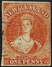 7 Prima emissione del'one penny della Nuova Zelanda del 1855