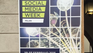 Social Media Week di Milano. Cartellone all'ingresso di Palazzo Reale.