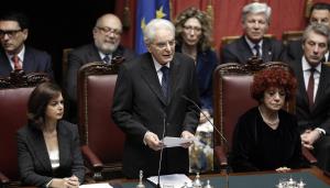 Il Presidente della Repubblica Sergio Mattarella giura di fronte al Parlamento