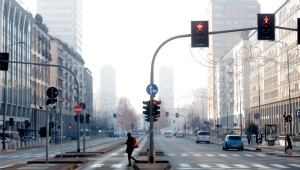 A Milano strade deserte durante il blocco del traffico