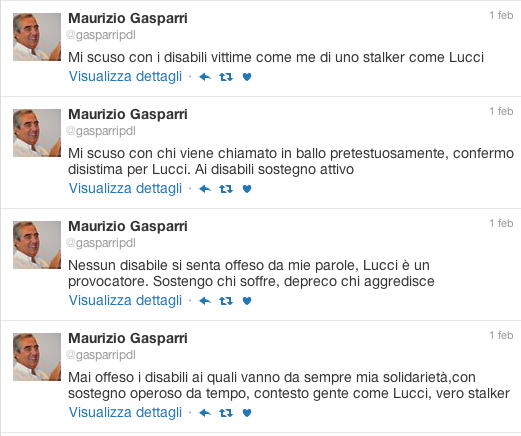 Le scuse di Maurizio Gasparri su Twitter per la battuta sui portatori di handicap al Family Day