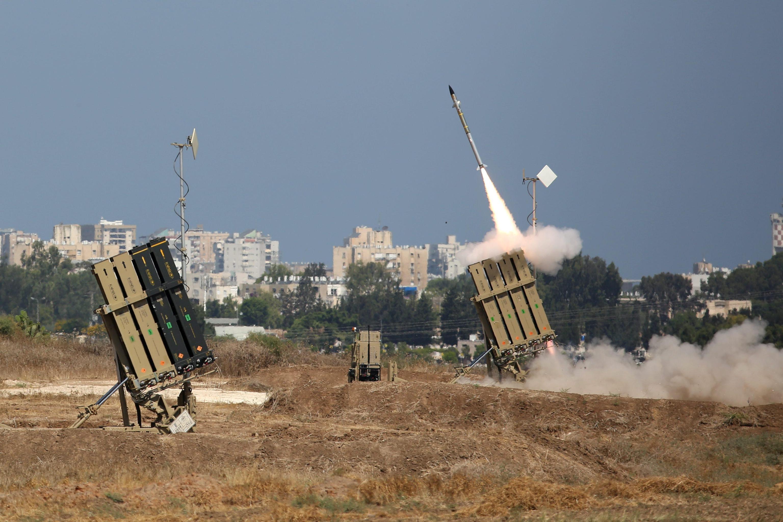 An Israeli Iron Dome defense system missile is fired to intercept a rocket fired from Gaza over the city of Ashdod, southern Israel, 08 July 2014. Israel launched a major military offensive against the Gaza Strip early 08 July 2014 in response to increasing rocket attacks by Palestinian militants. The Israel Air Force bombed about 50 targets overnight, military spokesman Peter Lerner said. He warned that Israel would gradually increase the "quantity and quality" of its targets, stepping up pressure. ANSA/ABIR SULTAN