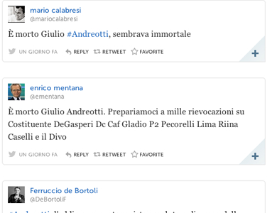 Andreotti, ricordi e ironie su Twitter