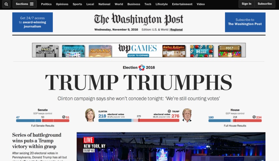 Washington Post: "Trump trionfa".