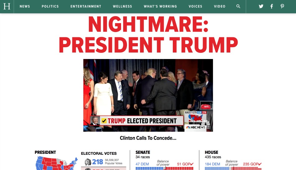 Huffington Post USA: "Incubo: Trump presidente".