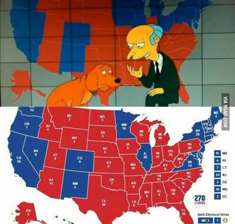 I Simpson non solo avevano previsto l'elezione di Trump, ma anche di quanto. Il confronto delle due mappe è quasi identico