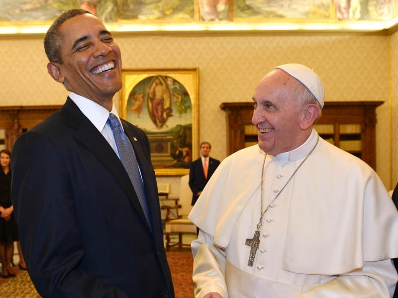 Papa Francesco e Barack Obama durante la visita ufficiale del presidente in Vaticano (Fonte: Google)