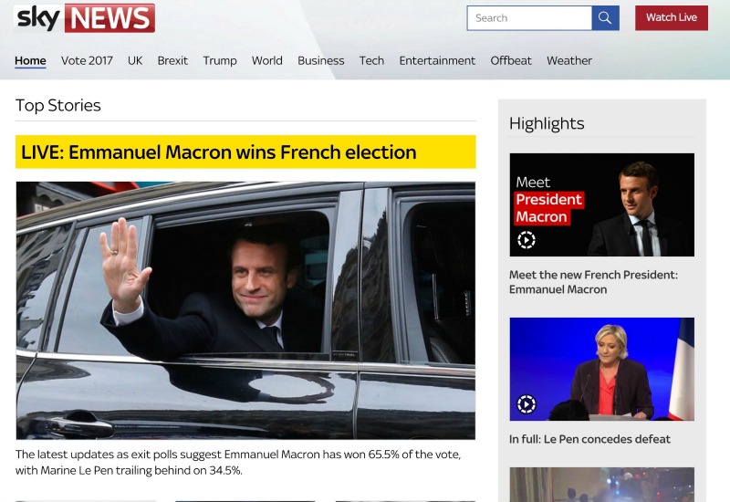 Sky news - In diretta: Macron vince le elezioni francesi