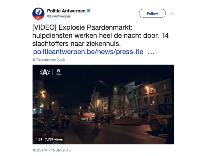 Anversa, esplode palazzina: due morti e 14 feriti