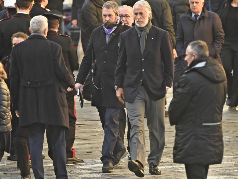 Giovanni Malgò presidente del Coni (Comitato Olimpico Nazionale Italiano) arriva in piazza Santa Croce per partecipare ai funerali di Astori.