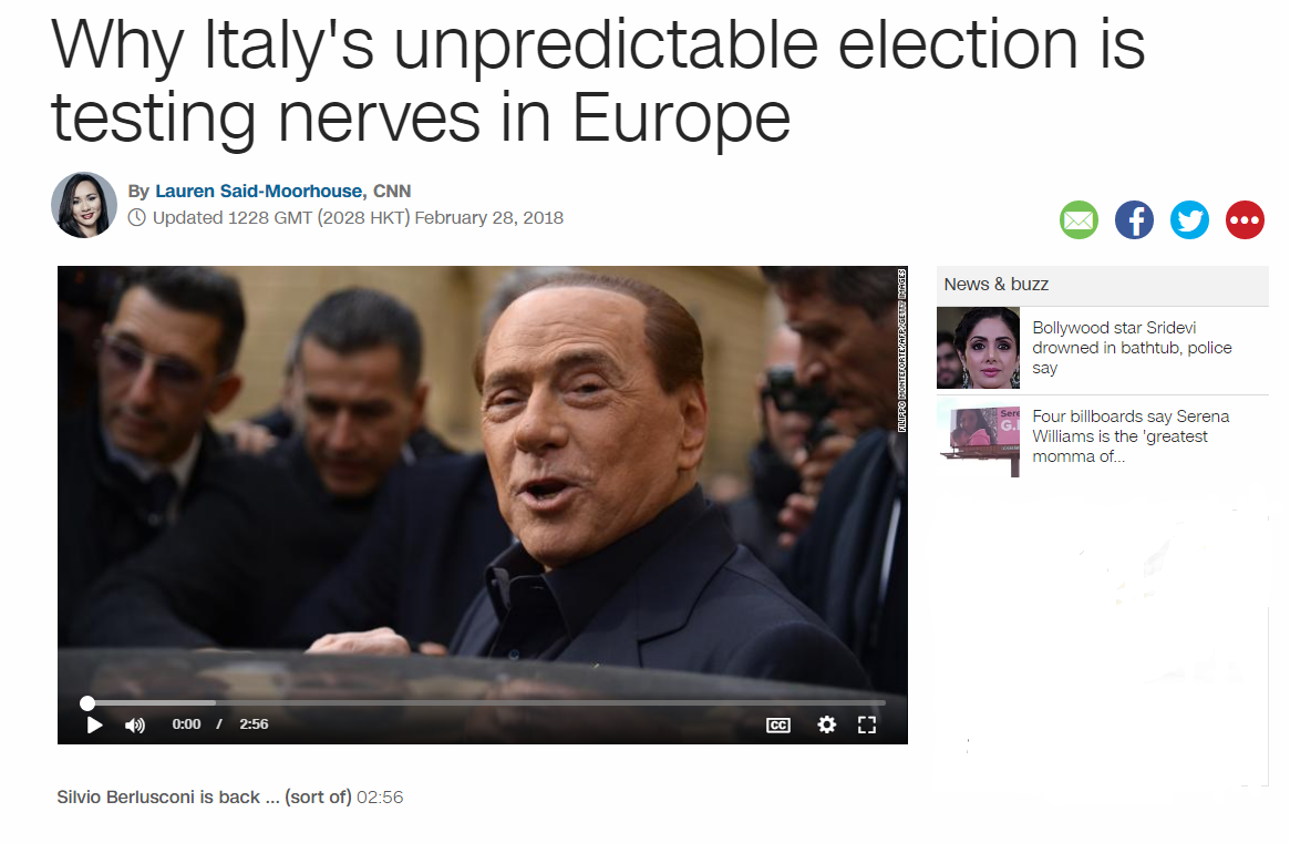 CNN - Perché le imprevedibili elezioni italiane sono un test per i nervi dell'Europa