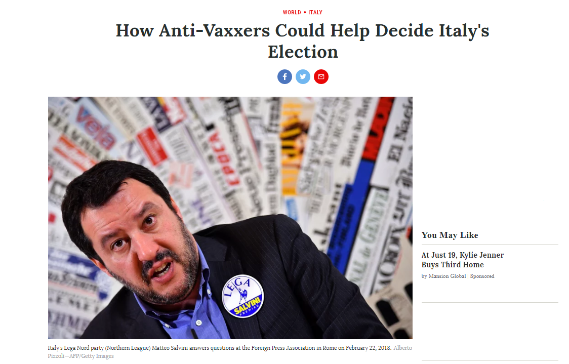 Time - Come il partito dei no vax potrebbe decidere l'esito delle elezion italiane