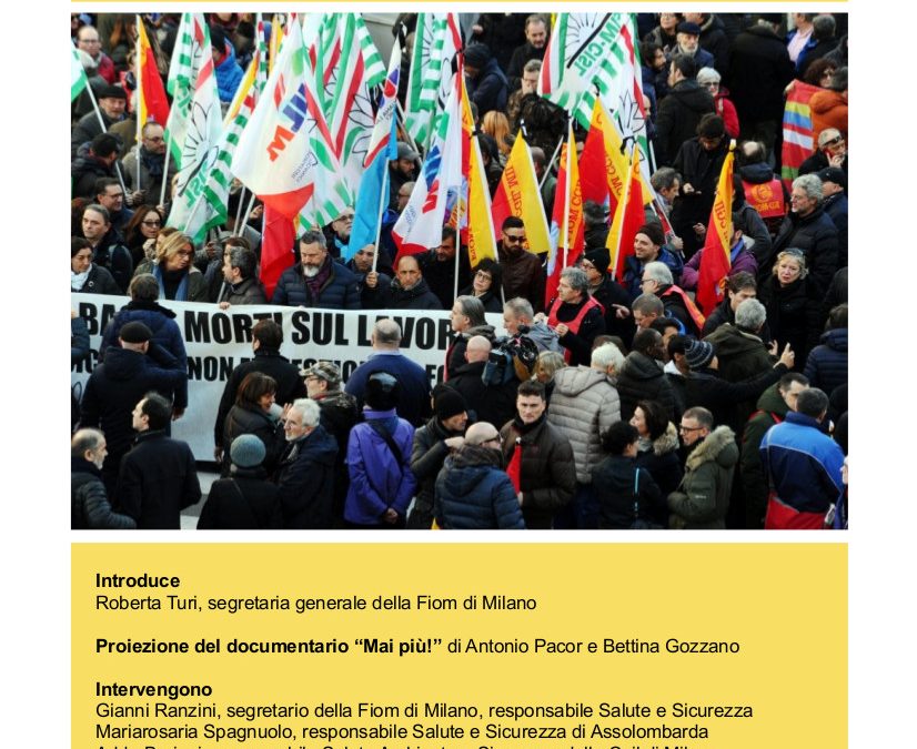 «Mai più» morti sul lavoro: Fiom Milano e la tragedia della Lamina