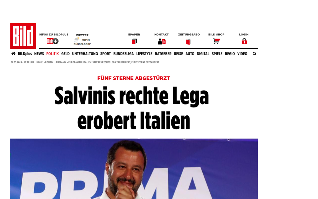 Germania, Bild: "La Lega di Salvini conquista l'Italia di diritto"