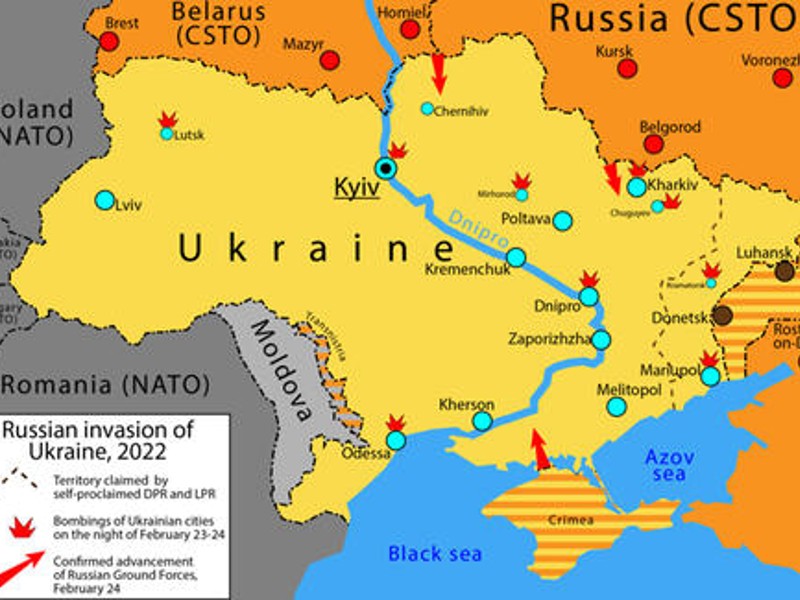 Ucraina, la mappa dell’invasione russa